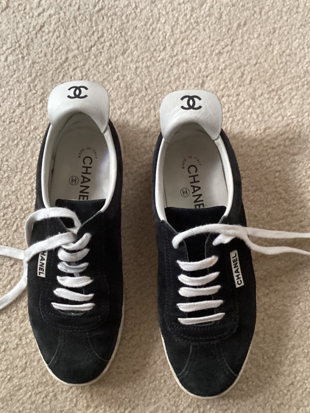 Chanel suede dark blue women’s trainer size 37.5